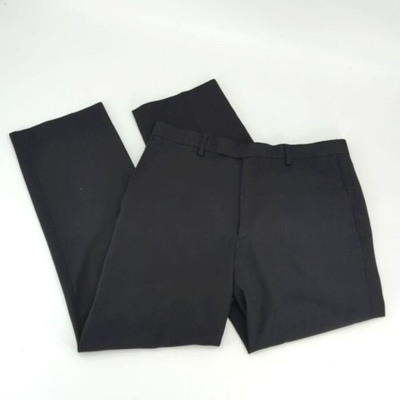 Liz Claiborne Black Straight Leg Mid Rise Office Work Pants Size 32/30-14 - Picture 2 of 9